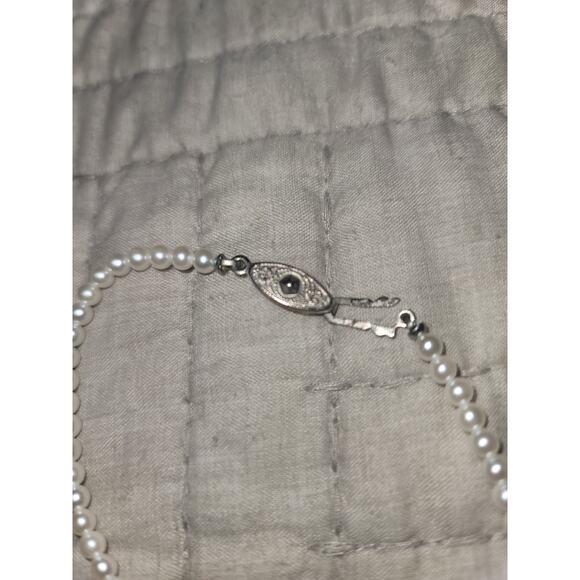 Dainty Faux Pearl Necklace with Faux Amethyst - Picture 3 of 4